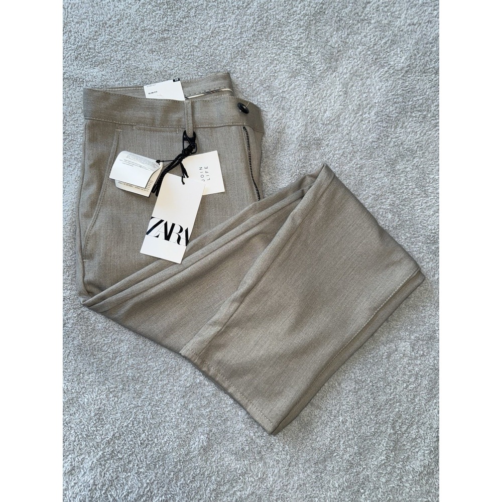 NWT Zara Business Slim Fit Pants Cream Womens Size 30/8
